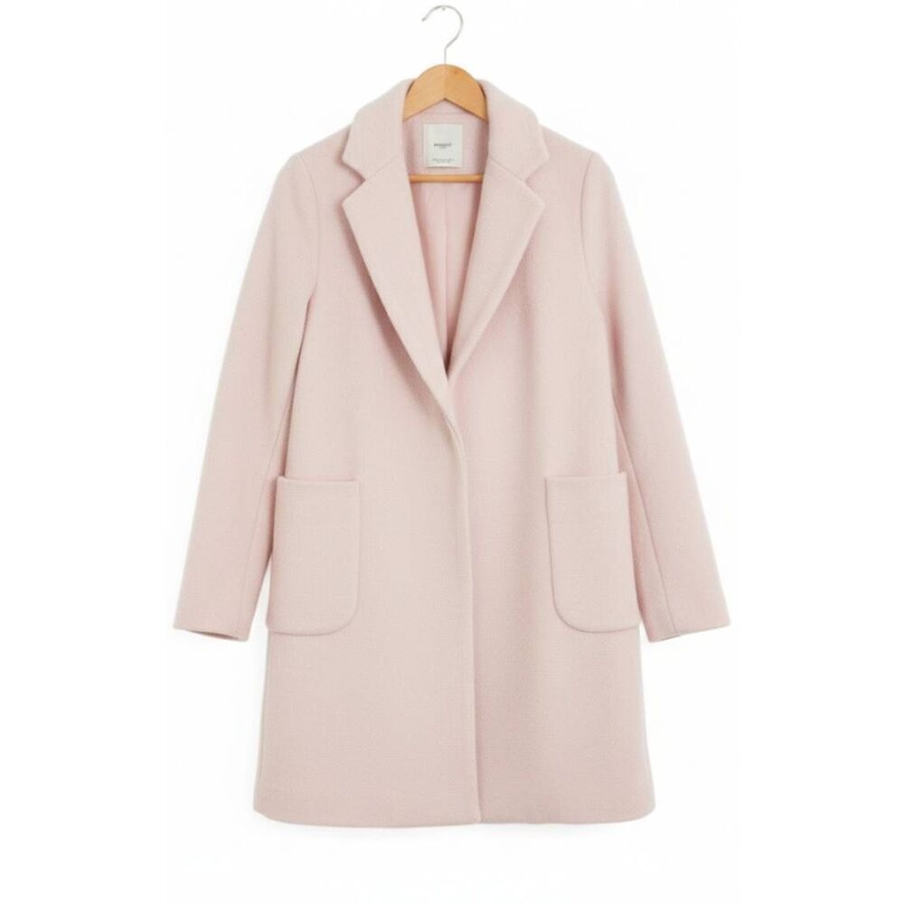 Mng Womens small long boiled wool light pink coat winter jacket
